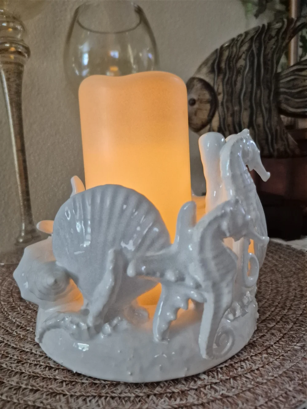 I Borbone Capodimonte White Ceramic Seashell Candle Holder
